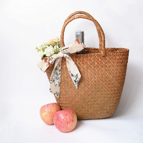

casual straw bag natural wicker tote bags women braided handbag for summer handmade vintage mini woven rattan beach bags woman d19011204