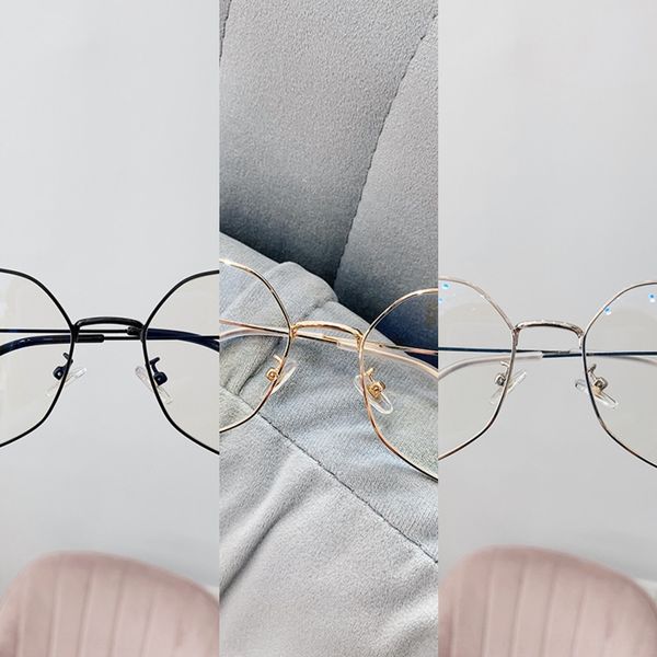 

2020 metal student irregular frame polygon plain glasses student decorative glasses female, Silver