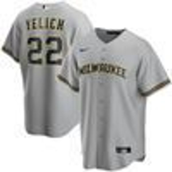 

christian yelich #22 all colors 2020 mens stitched xs-6xl baseball jerseys, Gray