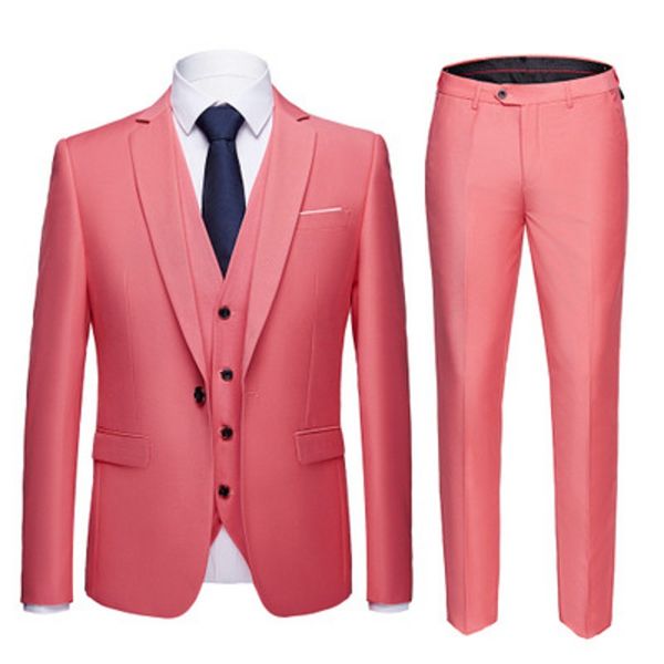 

brand new groomsmen coral groom tuxedos notch lapel men suits one button wedding man bridegroom (jacket + pants + vest) l226, Black;gray