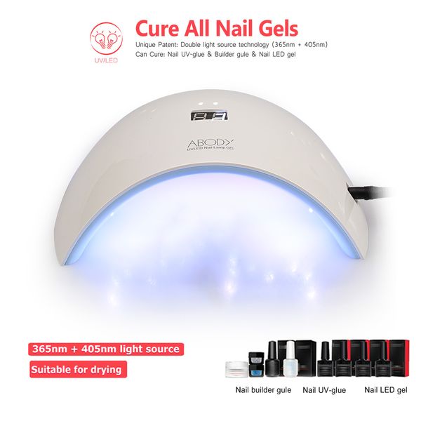 

abody led uv lamp nail gel dryer fingernail & toenail gel curing white light nail art painting salon tool 24w eu plug