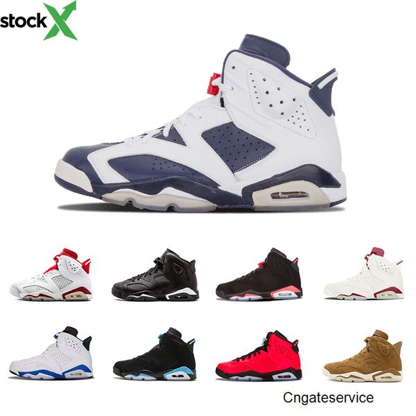 

6 men women jordon basketball shoes unc black cat hare carmine white infrared angry bull sport blue oreo olympic maroon chrome sports