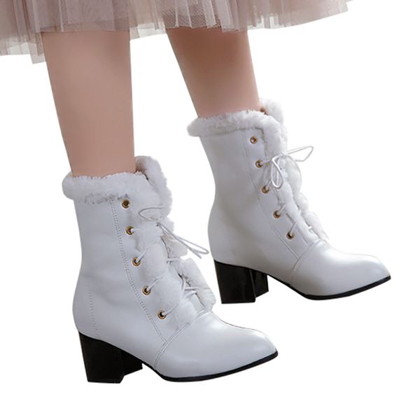 

boots women winter shoes fashion new cross-tied strap keep warm winter women pure color ankle boots zapatos mujer booties, Black