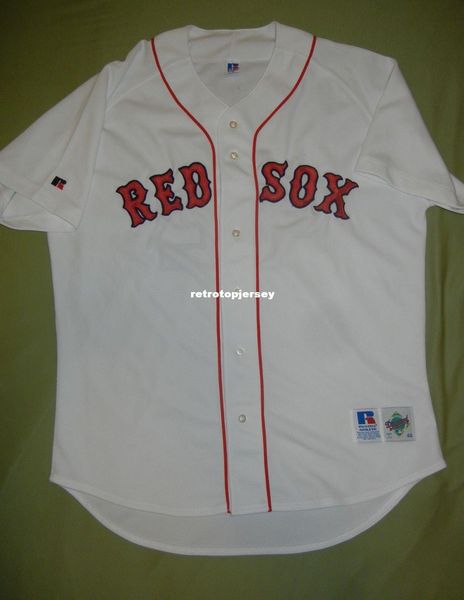 

retro #12 mo vaughn russell athletic boston white jersey 48 xl #42 martinez mens stitched baseball jerseys, Black;blue