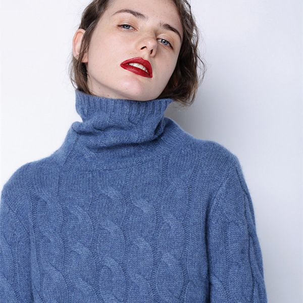 

women designer sweater women sweaters winter thick turtleneck sweater pure cashmere twist 100% cashmere knitted bottoming warm, White;black