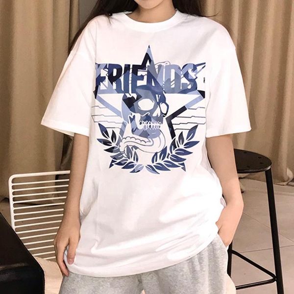 

20ss blue camouflage skull printing t-shirt fashion simple hip hop short sleeves summer casual loose tee high street men women hfhltx078, White;black