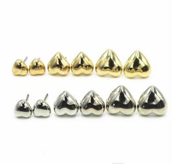 

simple brincos 3pairs stud earrings sets for women fashion ear jewelry cute heart love earring wedding 2018 new arrival, Golden;silver