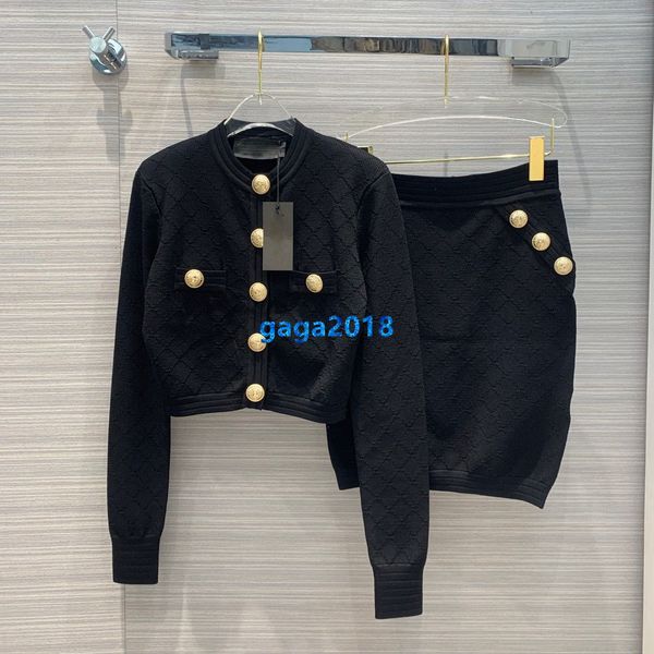 

high end women girls knit dress set jacquard cardigan sweater single breasted long sleeves jacket bodycon short skirt fashion design suit, White
