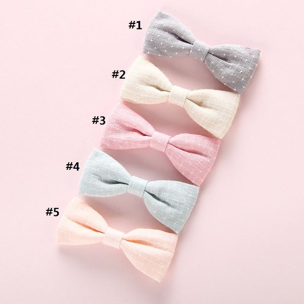 

5pcs/lot 5colors bows hair clips gilrs bowknot ornaments hairclips barrette solid hairpin headwear metal cotton hair accessories, Slivery;white