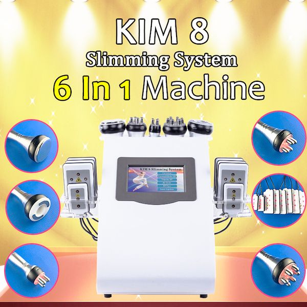 

2colors 6in1 40k ultrasonic liposuction cavitation 8 pads lllt lipo laser slimming machine vacuum rf skin care salon spa equipment