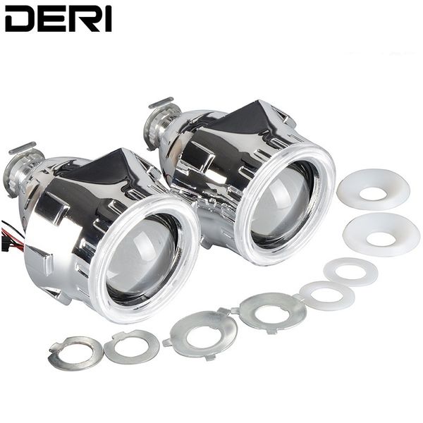 

deri 2.8 inch round hid bi xenon projector lens headlight with ccfl white angel eye casing h1 h4 h7 6000k hi/lo beam car styling