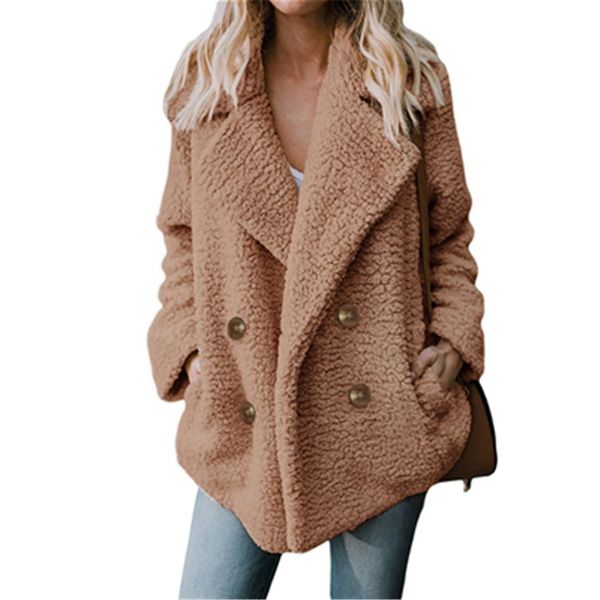 

short fur coat female 2019 autumn and winter fashion new button suit collar pocket long sleeve warm fur coat tide hhh004, Black