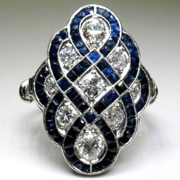 

fashion trend sapphire ring selling euramerican women exaggerate 925 silver-plated engagement ring