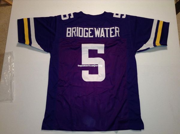 

retro custom sewn stitched #5 teddy bridewater purple mitchell & ness jersey s-5xl,6xl men's football jerseys rugby, Gray
