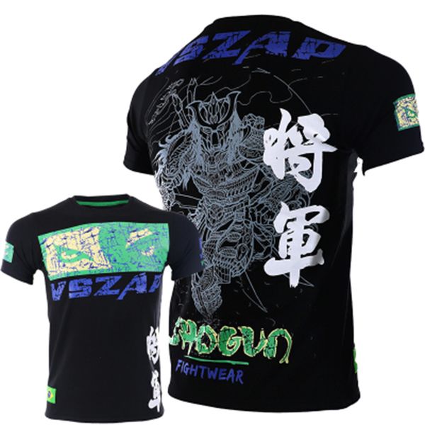 

vszap fitness t-shirt mma short sleeve warrior boxing t-shirt fighting muay thai mma homme gym fightwear martial arts sportwear, Black;red
