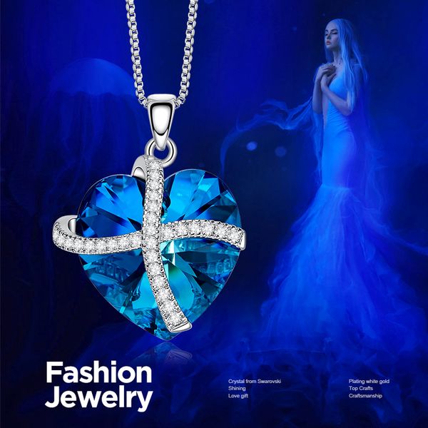 

cde сердца ожерелье женщина белого золота ювелирные изделия украшенные кристаллами из аксессуаров ожерелье swarovski fine jewelry, Silver