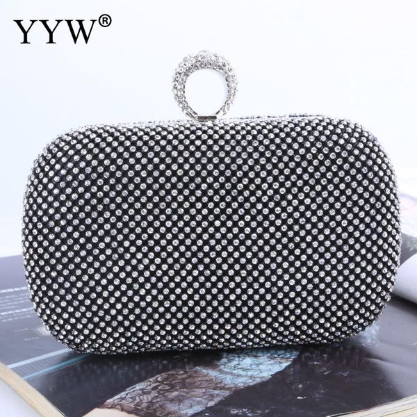 

women day clutch mini purse bag with chain clutch female gold rhinestone finger ring evening bags diamonds wedding handbags