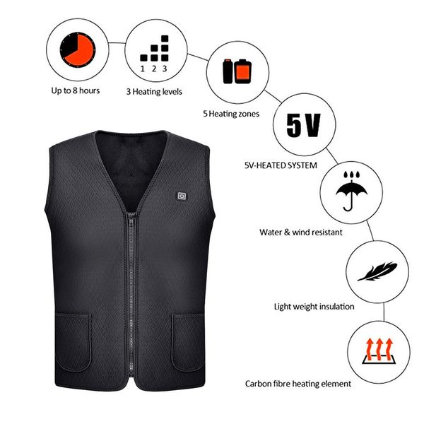 

women men outdoor usb infrared heating vest jacket winter electric thermal clothing waistcoat sports hiking, Gray;blue