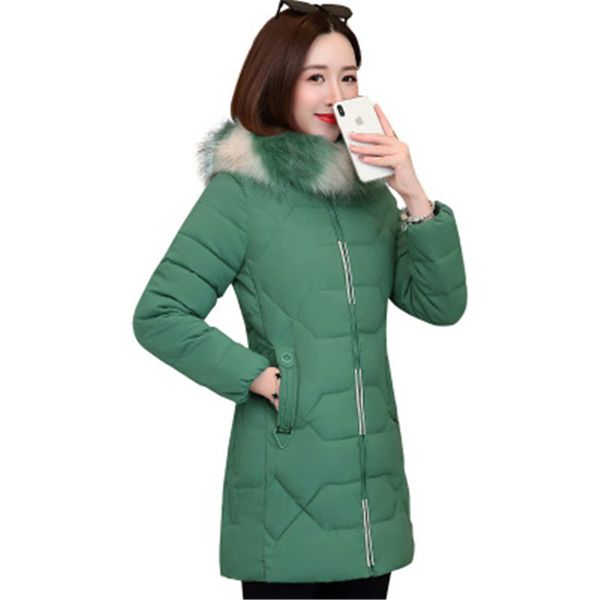 

2019 winter jacket slim plus size 3xl thick warm down cotton jacket women clothing padded women fashion hooded fur collar parkas, Black