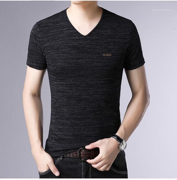 

fashionable tees letters printed breathable t shirts plus size summer slim mens designer polos solid color short sleeve v neck, White;black