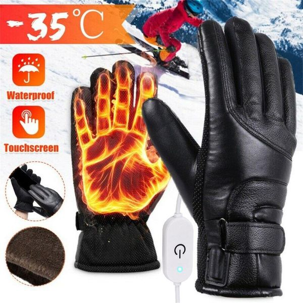 

electric heated gloves warm winter waterproof thermal cycle ski soft wearable outdoors sports gloves guantes termicos hombre e