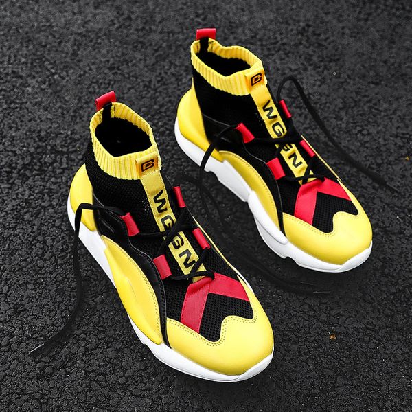 

boots men sock shoes mens casual shoes winter brand sneakers high men fashion comfortatble man footwear drop shipping, Black