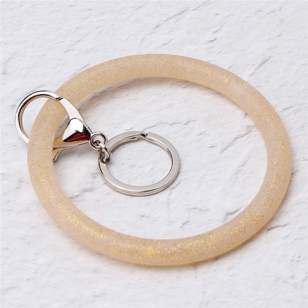 

wrist band key ring chains 2020 new fashion wrist coil keychains prevent your key from going missing colorful keychain women, Silver