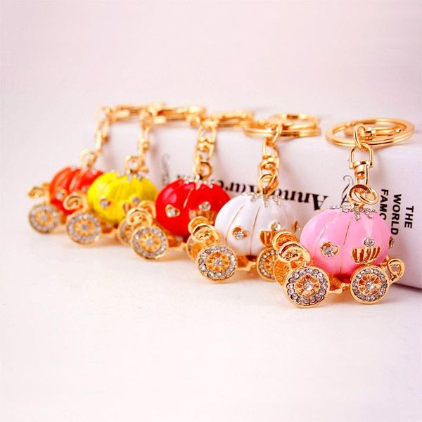 

новый pumpkin carriage keyring 3шт / lot эмаль сплав rhinestone принцесса подвеска омары застежка брелок женщина ключевые цепи автомобиль, Slivery;golden