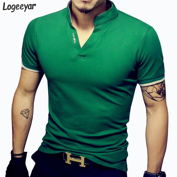 

Hot Sale Fashion Solid V -Neck Men 'S T Shirt 2017 Summer Short Sleeve Casual T -Shirt Men Cotton Slim Fit Mens Top Tees Shirt 5xl