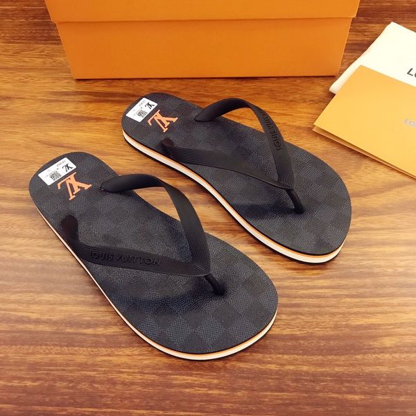 

high-end men's summer flip-flops sandals slippers beach shoes fashion luxurydesigner men's shoes classic retro pattern hdrd