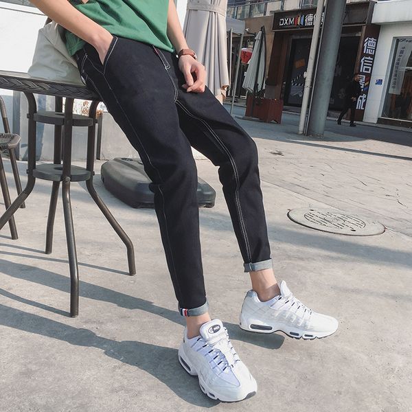 

yuelun 2019 spring new jeans pants elastic cotton streetwear, Blue