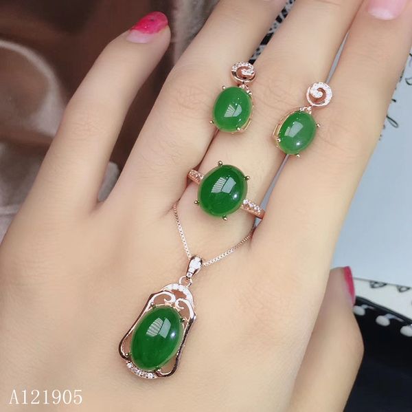 

kjjeaxcmy boutique jewelry 925 sterling silver inlaid natural jasper gemstone female luxury ring necklace pendant earrings set s, Black