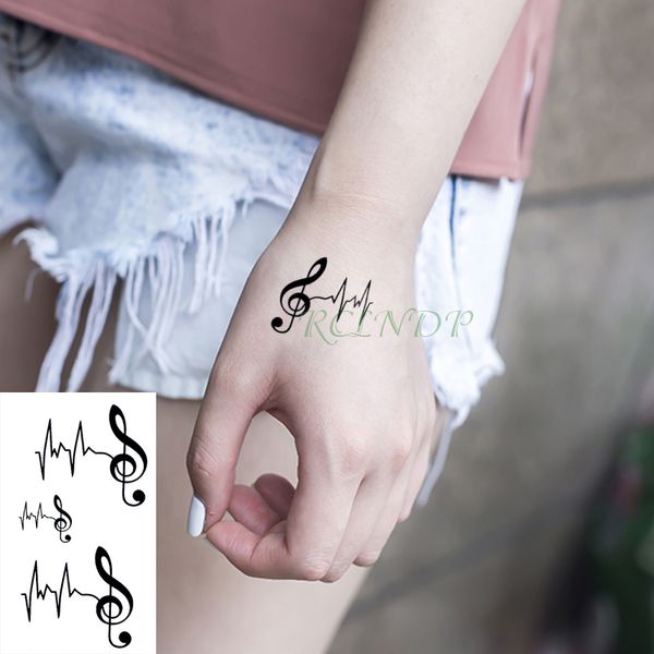 Waterproof Temporary Tattoo Sticker Musical Note Heartbeat Small