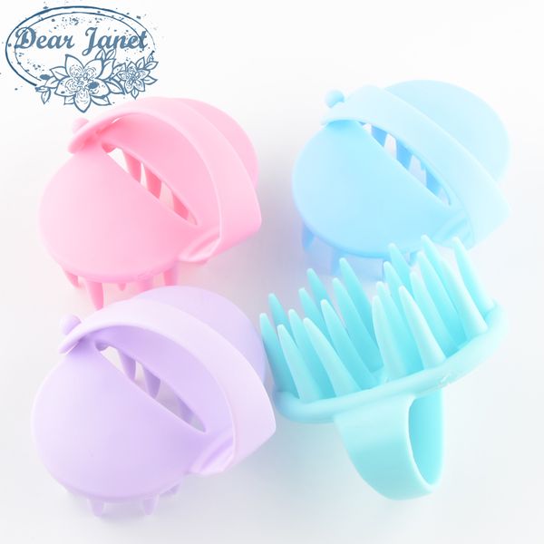 

1 pcs portable massage brush integrated silicone head body scalp massage wet & dry comb hair washing comb shower bath brush, Silver