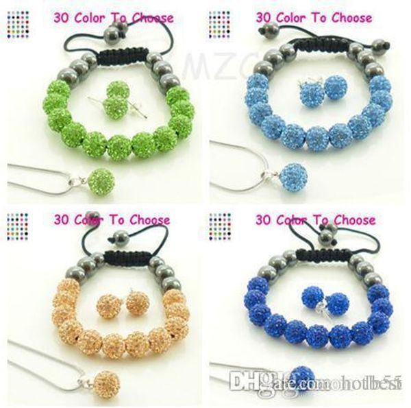 

5pcs/lot 10mm crystal clay good new arrival disco bead rhinestone crystal set bracelet necklace studs earrings jewelry set u422 w62, Black