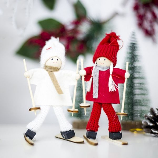 

creative christmas mini ski dolls christmas tree pendant doll ornament new year home bar party decoration