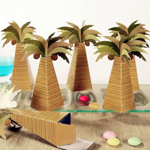 

12pcs coconut tree paper candy boxes gifts boxes wedding party favors