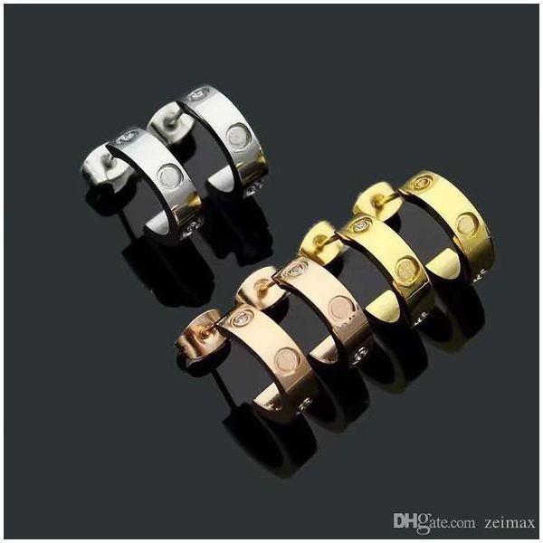 

titanium stainless steel love earrings eardrop gold silver rose gold for women jewelry with zipper box