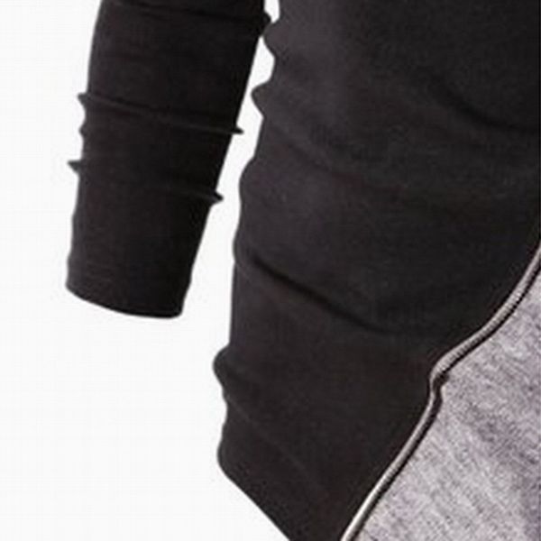 

puimentiua 2019 men fashion patchwork turtleneck casual knitted sweater long sleeve autumn winter pullover irregular sweater, White;black
