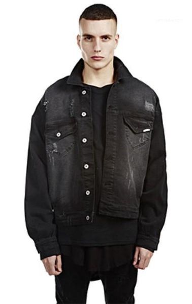 

denim jackets for men high street style designer jacket vintage style jean black hiphop oversize coats jacket spring new 19ss, Black;brown