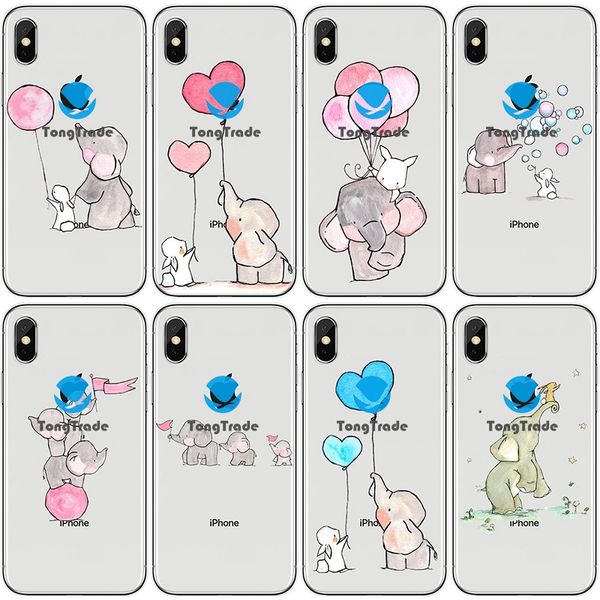 

[tongtrade] soft silicone tpu case for iphone 11 pro max x xs 8 7 6s 5s plus huawei nova 6 5i 5t cartoon cute lovely animal elephant case