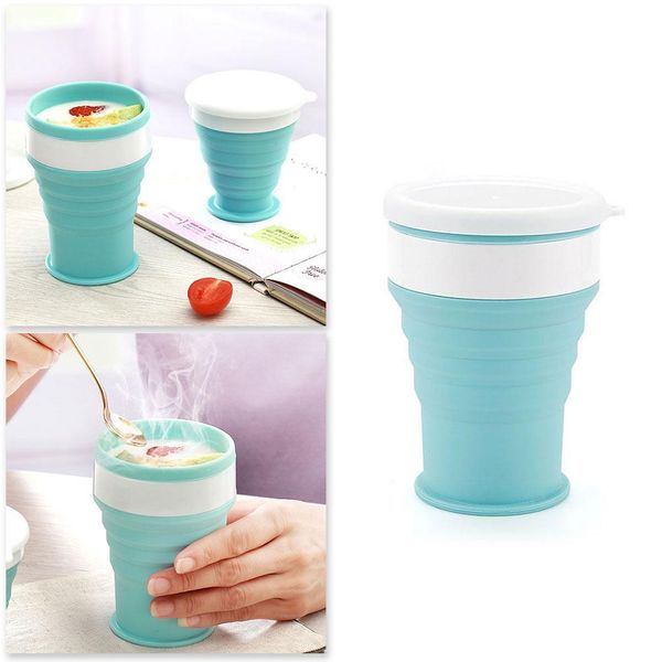 

портативные силиконовые кубок телескопического питьевой складной крышку путешествуйте с 100/200 / 350мл чашка воды кемпинг кубок открытых ск