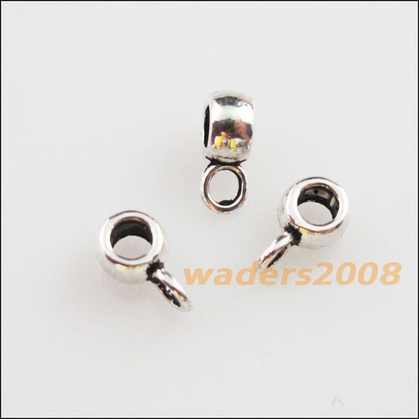 

80pcs tibetan silver smooth tiny charms bail beads fit bracelet 4x7mm