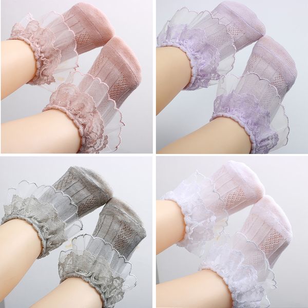 

new summer mesh newborn baby sock cute lace flower princess baby girl socks soft new born infant toddler floor socks sokken, Pink;yellow