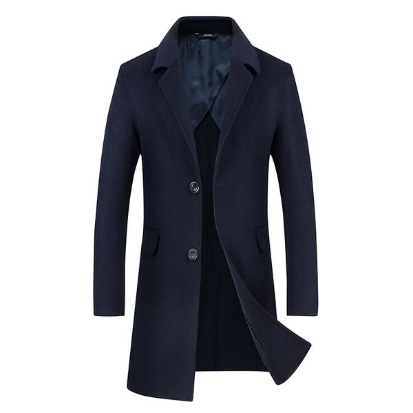 

mens overcoat business wool trench jacket long trench coat men windbreaker, Black