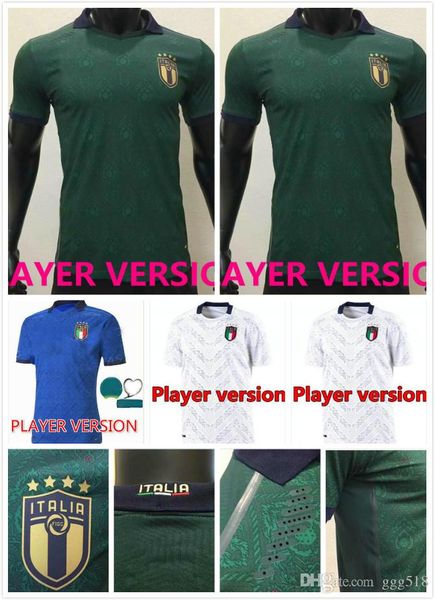 

player version 2020 italy away third soccer jerseys 19 20 national team verratti 6# belotti 9# insigne 10# futbol maillot football shirts, Black;yellow