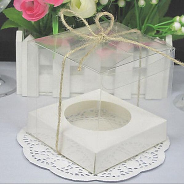 

9*9*9cm pvc clear cupcake box weddding party supplier candy cake box transport packing gift with bottom bracket