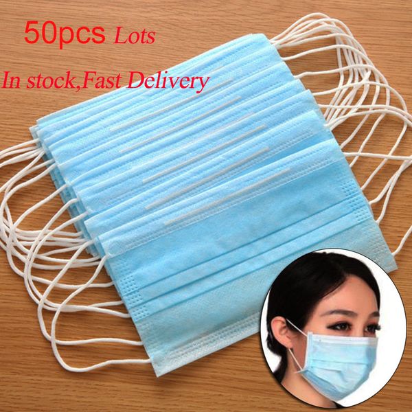 

50 pcs disposable mouth face mask 3 layer filter masks anti dust droplet pollution antivirus protection mask pm 2.5 respirator