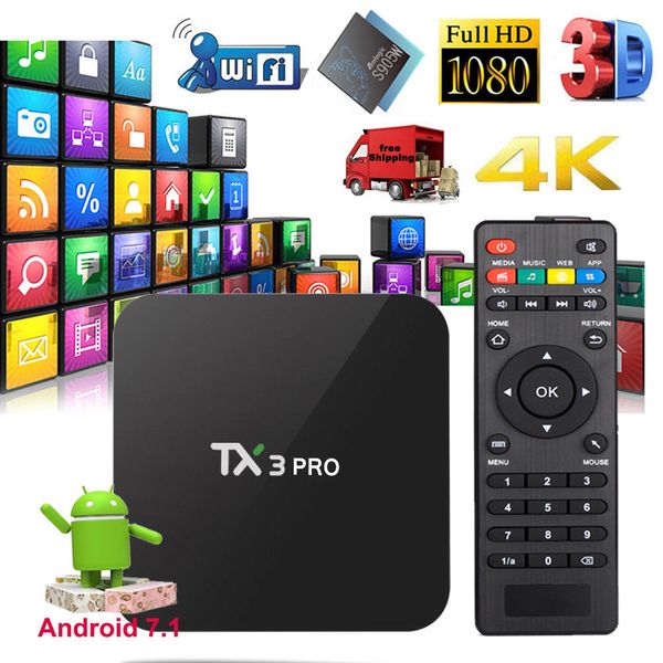 

s905w smart tv box android 7.1 4k box tv tx3 pro support lan wifi 4k video 3d movies media player