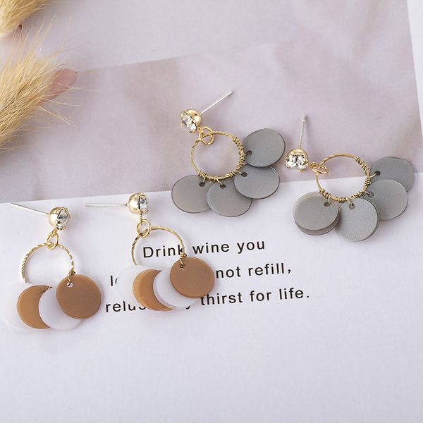 

s925 silver needle korea dongdaemun new geometric circle earring trendy simple contrast color small earrings ing, Golden;silver